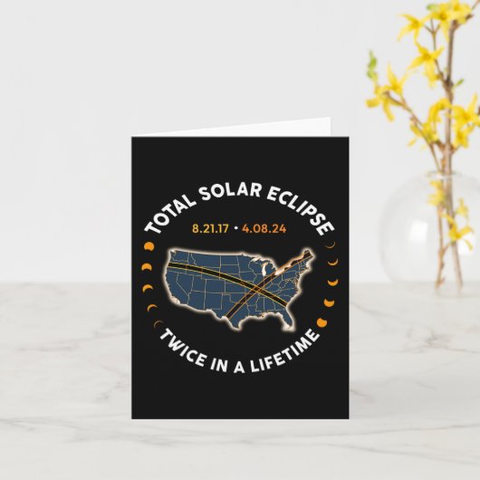 Totale Zonsverduistering 2024 tweemaal in een leve Kaart (Gele Bloem)