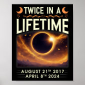 Totale Zonsverduistering 2024 tweemaal in een leve Poster (Voorkant)
