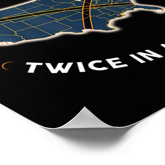 Totale Zonsverduistering 2024 tweemaal in een leve Poster (Hoek)