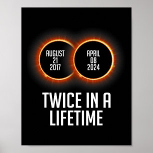Totale Zonsverduistering 2024 tweemaal in een leve Poster