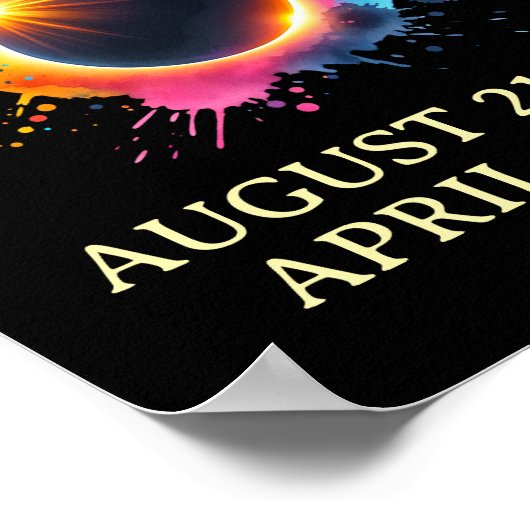 Totale Zonsverduistering 2024 tweemaal in een leve Poster (Hoek)