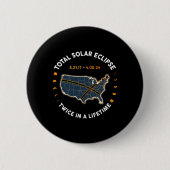 Totale Zonsverduistering 2024 tweemaal in een leve Ronde Button 5,7 Cm (Voorkant)