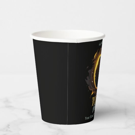 Totale Zonsverduistering 2024 Uw Stad Staat Kosmis Papieren Bekers (Rechts)