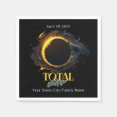 Totale Zonsverduistering 2024 Uw Stad Staat Kosmis Servet (Voorkant)