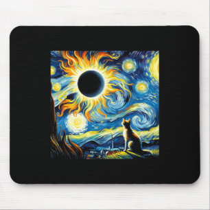 Totale Zonsverduistering 2024 Van Gogh Sterrennach Muismat