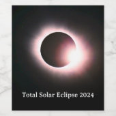 Totale zonsverduistering 2024 wijn etiket (Enkel label)