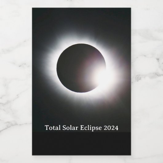 Totale zonsverduistering 2024 wijn etiket (Enkel label)