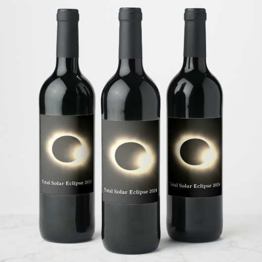 Totale zonsverduistering 2024 wijn etiket (Flessen)