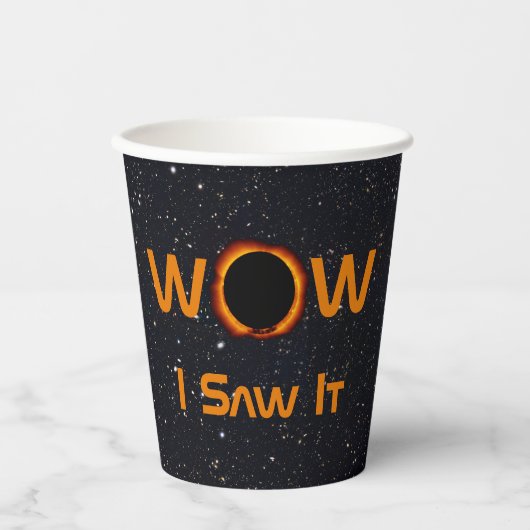 Totale Zonsverduistering 2024 WOW Ik Zag Het Papieren Bekers (Voorkant)