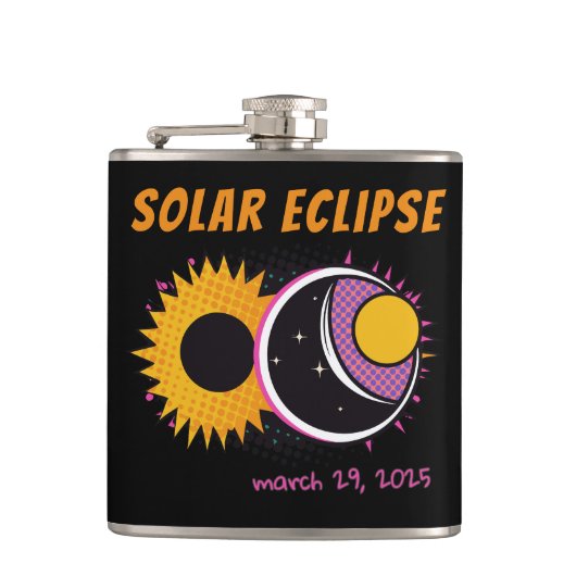 Totale zonsverduistering 2025 pop art design heupfles (Voorkant)