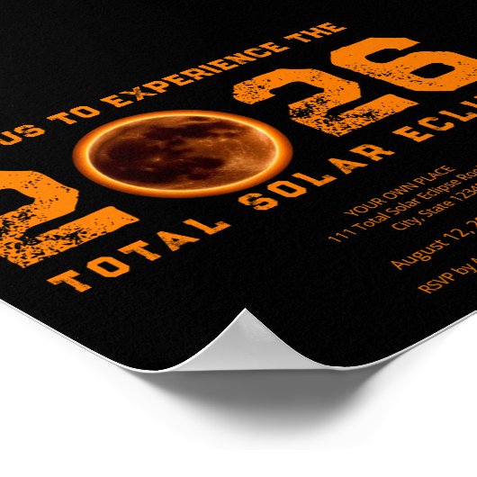 Totale Zonsverduistering 2026 Evenement Poster (Hoek)