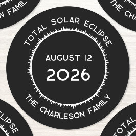 Totale Zonsverduistering 2026 Gepersonaliseerd Ronde Sticker