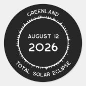Totale Zonsverduistering 2026 Groenland Ronde Sticker (Voorkant)
