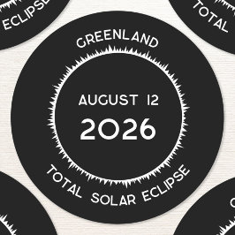 Totale Zonsverduistering 2026 Groenland Ronde Sticker