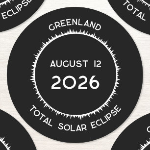 Totale Zonsverduistering 2026 Groenland Ronde Sticker