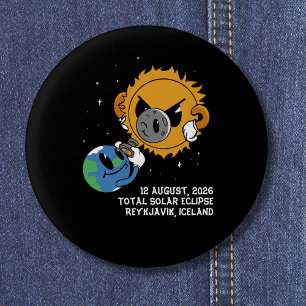 Totale Zonsverduistering 2026 IJsland Photobomb Ronde Button 3,2 Cm