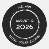 Totale Zonsverduistering 2026 IJsland Ronde Sticker (Voorkant)