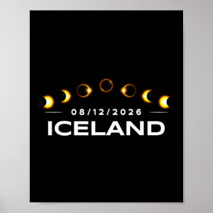 Totale Zonsverduistering 2026 IJsland Totaliteit Poster