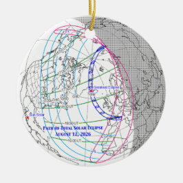 Totale Zonsverduistering 2026 Kaart Keramisch Ornament