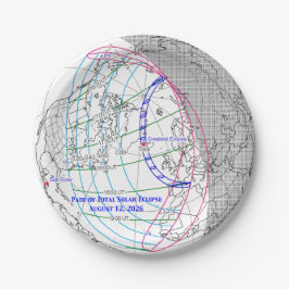 Totale Zonsverduistering 2026 Kaart Papieren Bordje