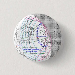 Totale Zonsverduistering 2026 Kaart Ronde Button 3,2 Cm