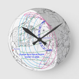 Totale Zonsverduistering 2026 Kaart Ronde Klok