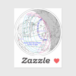 Totale Zonsverduistering 2026 Kaart Sticker