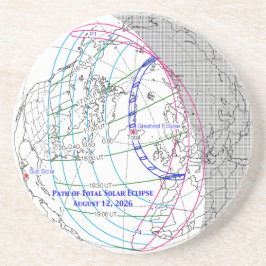 Totale Zonsverduistering 2026 Kaart Zandsteen Onderzetter