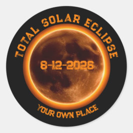 Totale Zonsverduistering 2026 Ronde Sticker