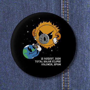 Totale Zonsverduistering 2026 Spanje Fotobombardee Ronde Button 3,2 Cm