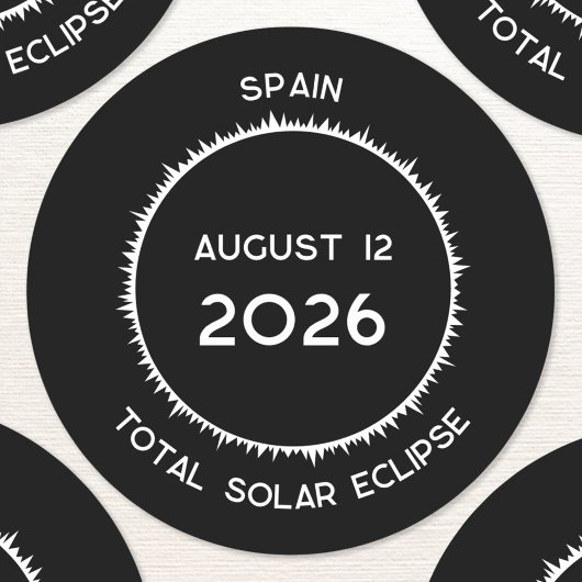 Totale Zonsverduistering 2026 Spanje Ronde Sticker