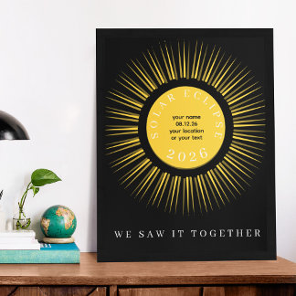 Totale zonsverduistering 2026 uw tekst gepersonali poster