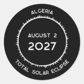 Totale Zonsverduistering 2027 Algerije Ronde Sticker (Voorkant)