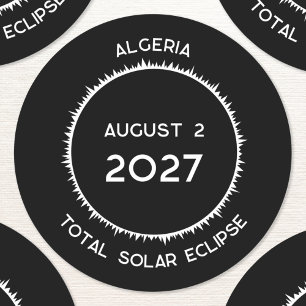Totale Zonsverduistering 2027 Algerije Ronde Sticker
