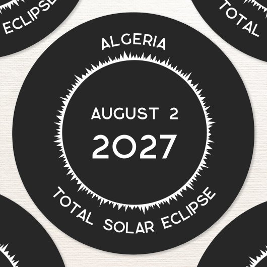 Totale Zonsverduistering 2027 Algerije Ronde Sticker