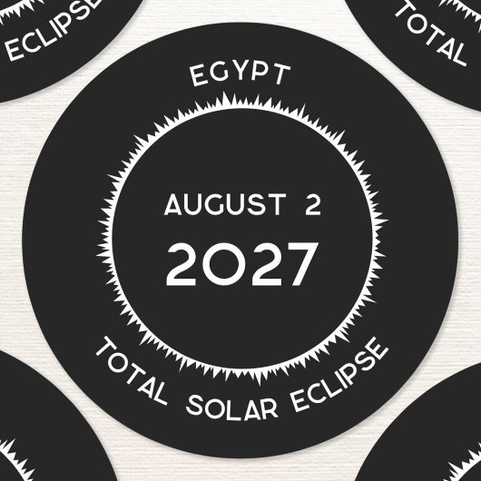 Totale Zonsverduistering 2027 Egypte Ronde Sticker