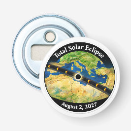 Totale Zonsverduistering 2027 Kaart Button Flesopener