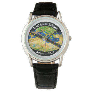 Totale Zonsverduistering 2027 Kaart Horloge
