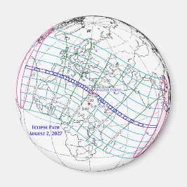 Totale Zonsverduistering 2027 Kaart Magneet