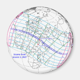 Totale Zonsverduistering 2027 Kaart Magneet