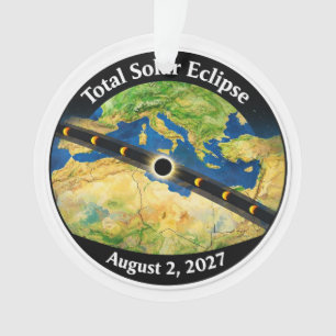 Totale Zonsverduistering 2027 Kaart Ornament