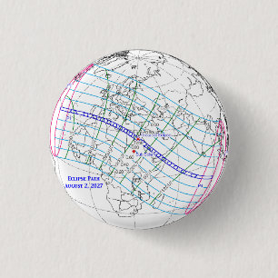 Totale Zonsverduistering 2027 Kaart Ronde Button 3,2 Cm