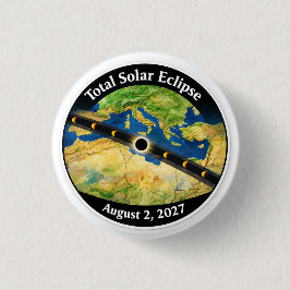 Totale Zonsverduistering 2027 Kaart Ronde Button 3,2 Cm
