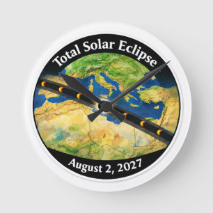 Totale Zonsverduistering 2027 Kaart Ronde Klok