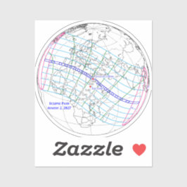 Totale Zonsverduistering 2027 Kaart Sticker