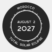 Totale Zonsverduistering 2027 Marokko Ronde Sticker (Voorkant)