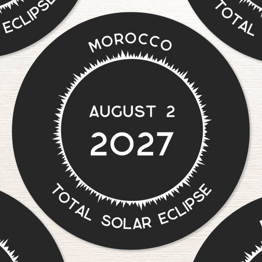 Totale Zonsverduistering 2027 Marokko Ronde Sticker
