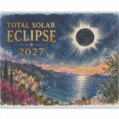 Totale Zonsverduistering 2027 Middellandse Zee  Sticker (Voorkant)