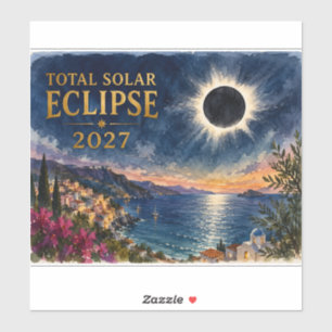 Totale Zonsverduistering 2027 Middellandse Zee  Sticker