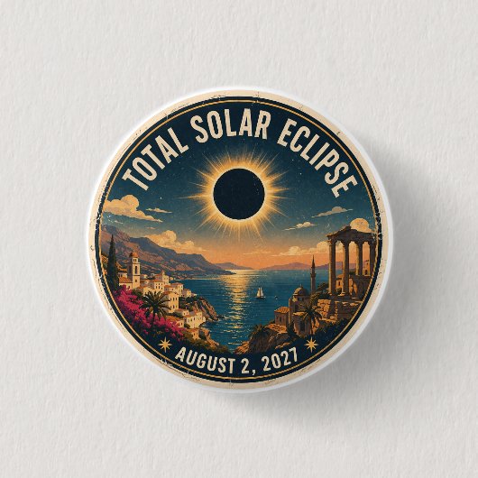 Totale Zonsverduistering 2027 Ronde Button 3,2 Cm (Voorkant)